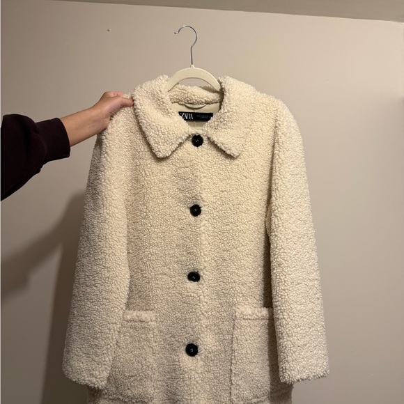 Zara Off-White Teddy Jacket - Picture 1 of 5